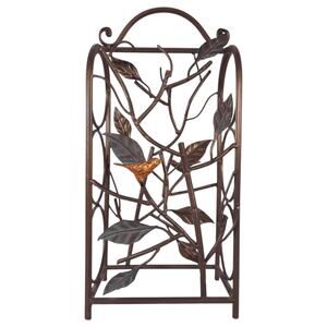 3 Bottle Holder Woodland Bird Branch Metal Wine Rack